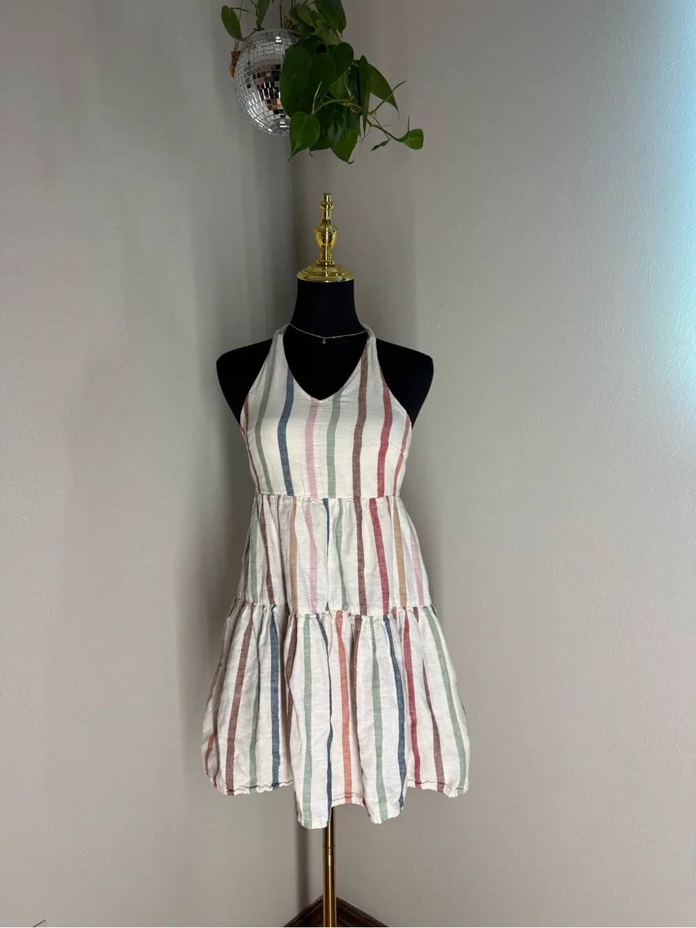 American Eagle Striped Halter Dress